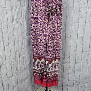 Floral Purple Boot Cut Bohemian Pants